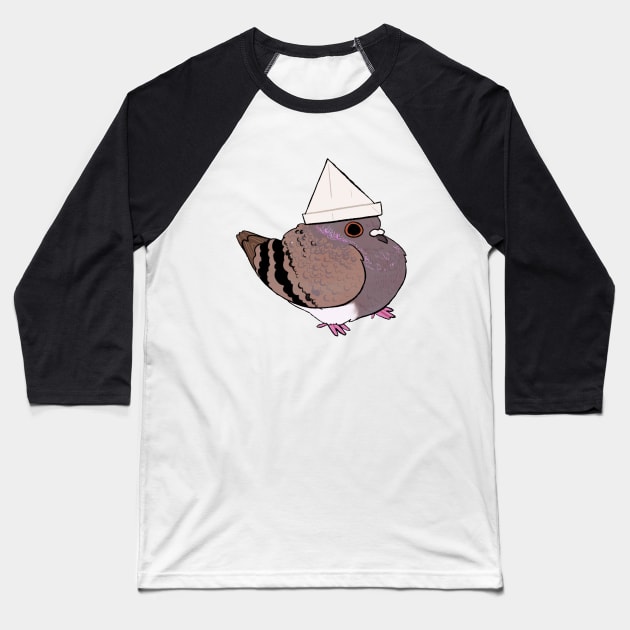 Hat Pigeon Baseball T-Shirt by chuckdrawsthings